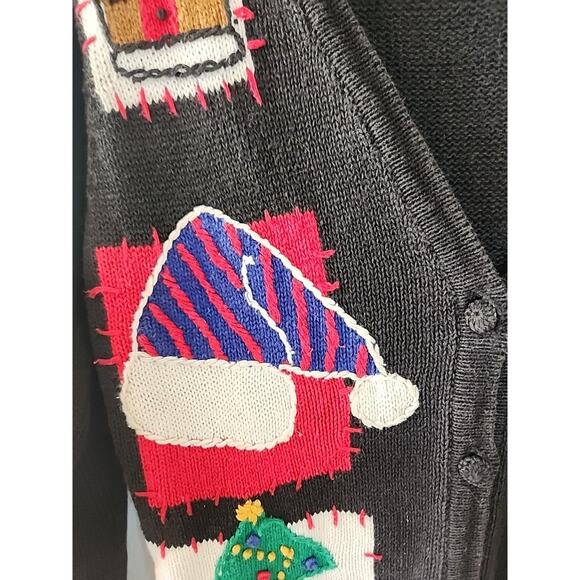 VTG Bryn Connelly Christmas Ugly Sweater Cardigan Size Petite Small - Picture 4 of 5